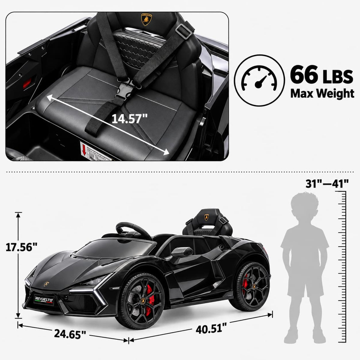 Lamborghini Revuelto Electric Kids Car 12V